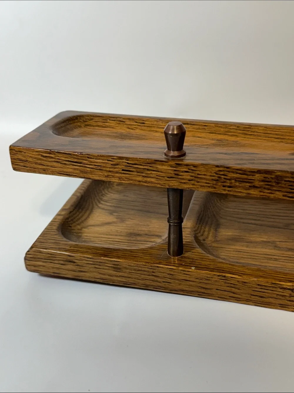 Vintage Mid-Century Modern (MCM) 2-Tier Wooden Dresser Valet Tray Organizer